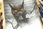 Owl pencil drawing by Bajan Art