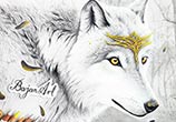 Wolf King color drawing by Bajan Art