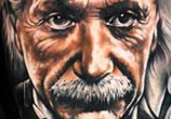 Portrait tattoo of Albert Einstein by Benjamin Laukis
