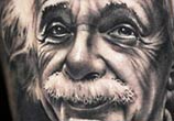 Portrait tattoo of Albert Einstein by Benjamin Laukis