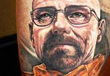 Portrait tattoo of Walter White by Benjamin Laukis
