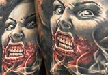 Horror face tattoo by Benjamin Laukis