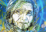 Old woman streetart portrait by C215