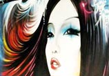 Geisha on wall streetart by Dan DANK Kitchener