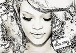 Rihanna Warer face drawing by Fau Navy