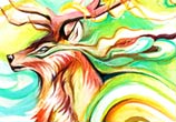 Magic deer color drawing by Katy Lipscomb Art