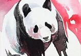Panda watercolor painting by Katy Lipscomb Art