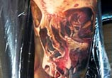 Bloody skull tattoo by Led Coult
