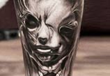 Cemetery face tattoo by Led Coult