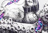 Octopus rift pencil drawing by Pez Art