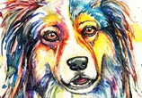 Dogy Friend watercolor painting by Pixie Cold