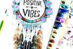 Positive Vibes watercolor painting by Pixie Cold