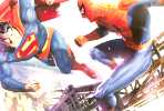 Spiderman vs Superman drawing by Rudy Nurdiawan