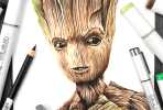 Teenage Groot pencil drawing by Stephen Ward