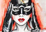 Miss Mosh in Rabit Mask painting by Surbina Psychobilla