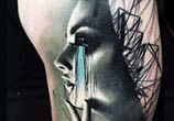 Face and lines tattoo by Timur Lysenko