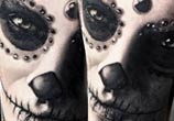 Black muerte tattoo by Zsofia Belteczky
